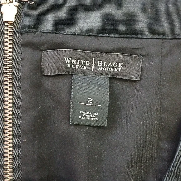 White House Black Market Sheath Black Dress Lace Up Size 2 Nwot - Picture 5 of 8